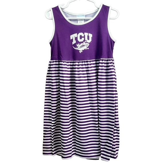 TCU Sleeveless Tank Dress with Stripes on Skirt Size 5 - Picture 1 of 9
